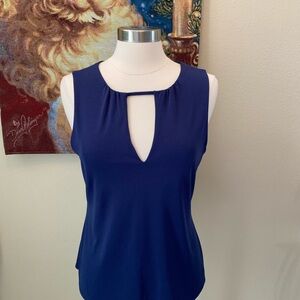 Express Deep Blue Keyhole Blouse